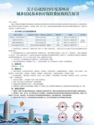 2019年鄭州城鄉居民醫保繳費正式啟動 繳費金額250元，線上辦理更便捷